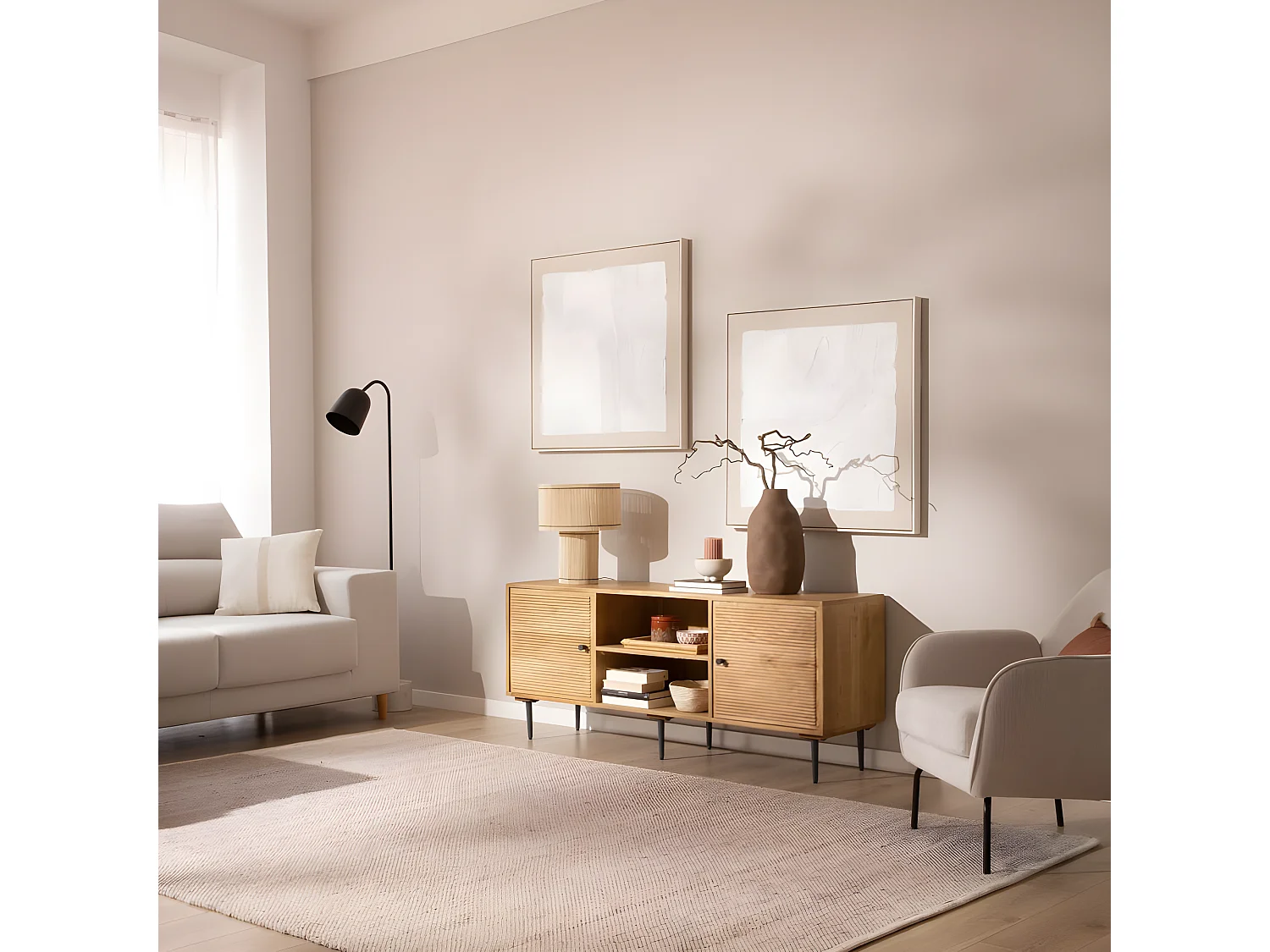 Mobile tv legno massiccio di mango naturale 40x61