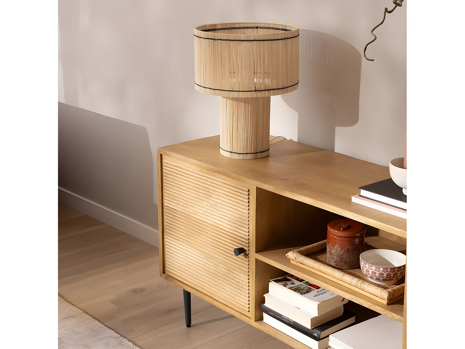 Mobile tv legno massiccio di mango naturale 40x61