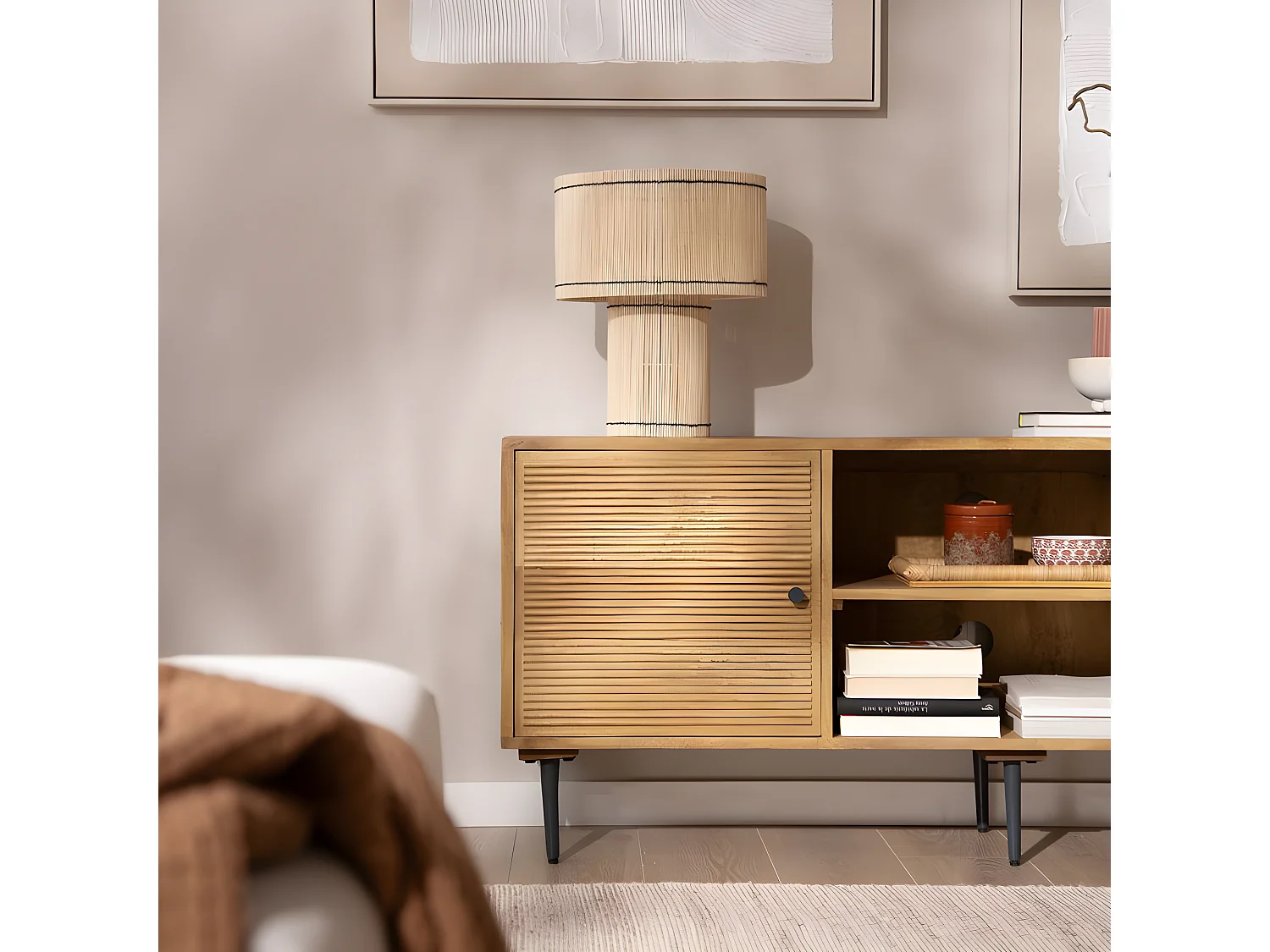 Mobile tv legno massiccio di mango naturale 40x61