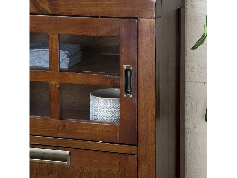 Credenza legno massello e impiallacciatura naturale di mindi Tek 30x105