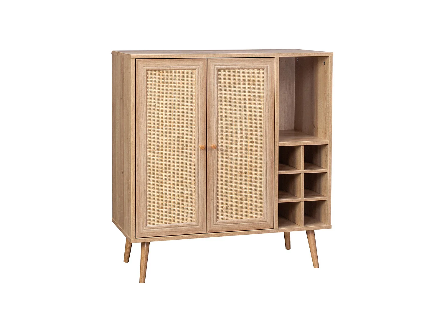 Portabottiglie in legno e vimini 83 cm