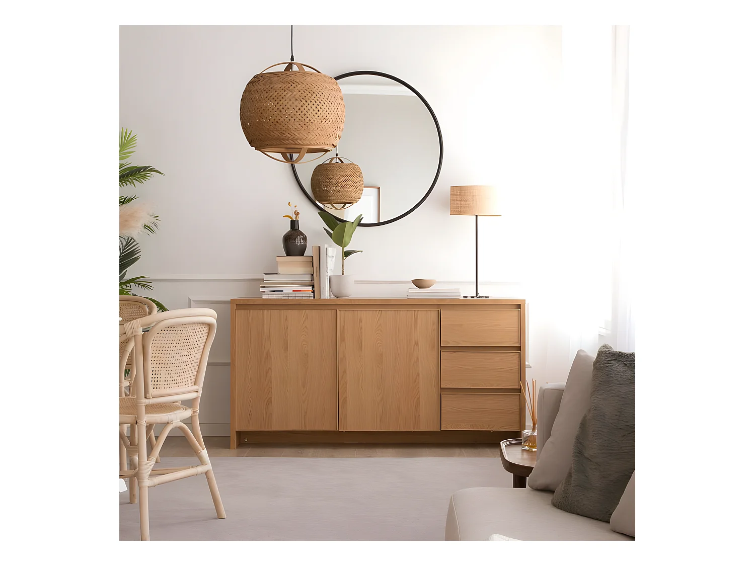 Buffet effet bois naturel 160x80