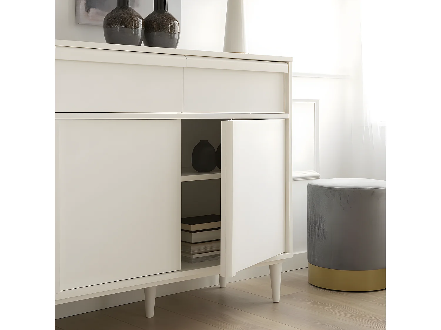 Buffet effet bois blanc 150x92