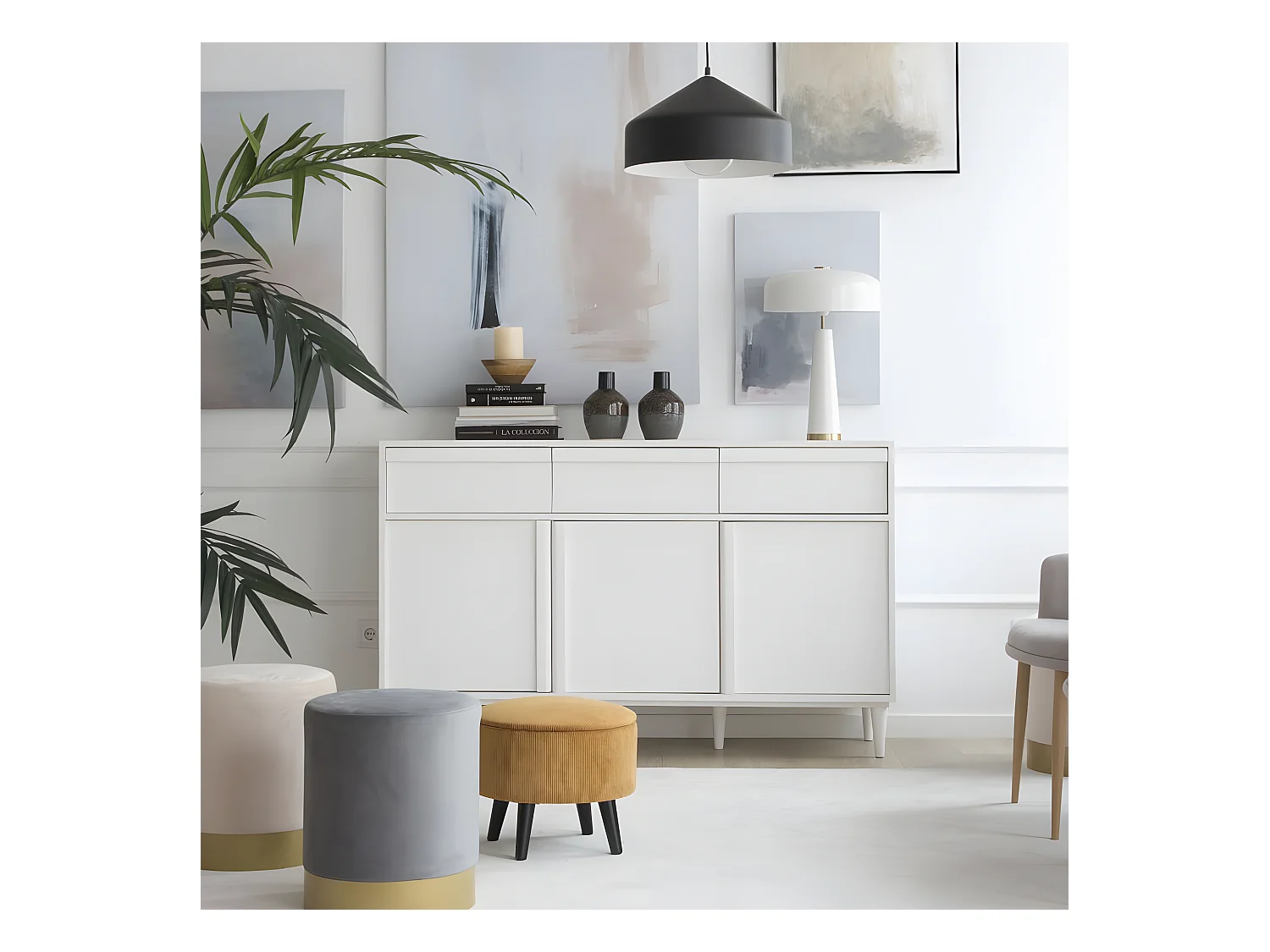 Buffet effet bois blanc 150x92