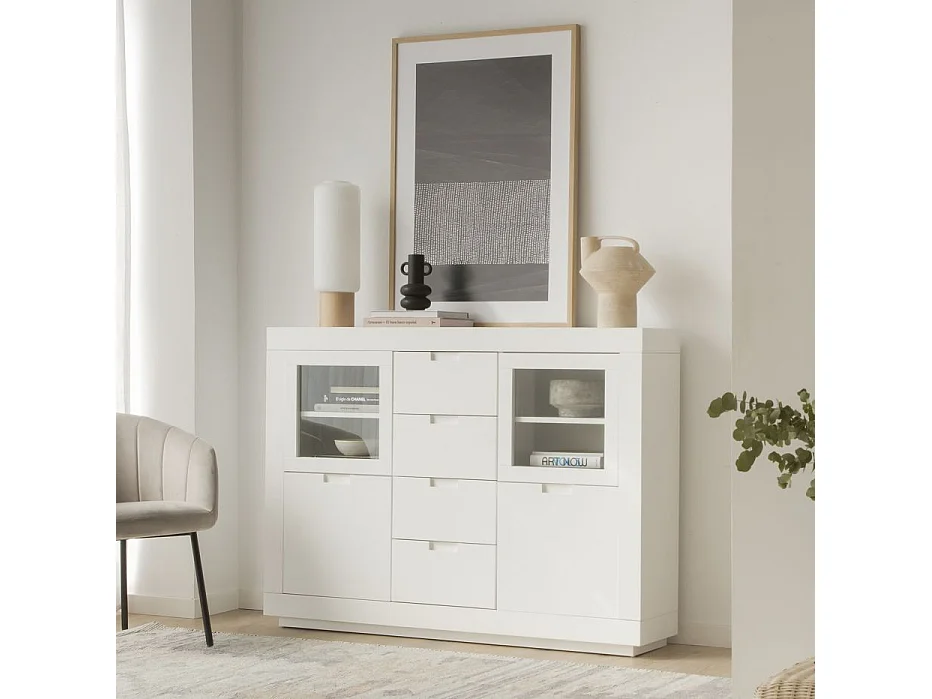 Buffet en bois massif blanc 145x105