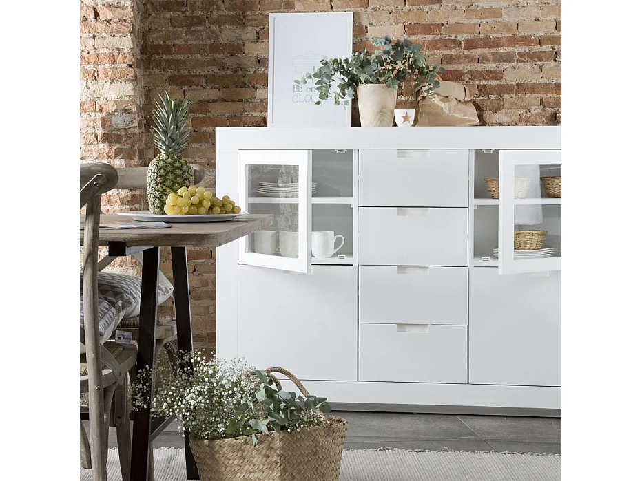 Buffet en bois massif blanc 145x105