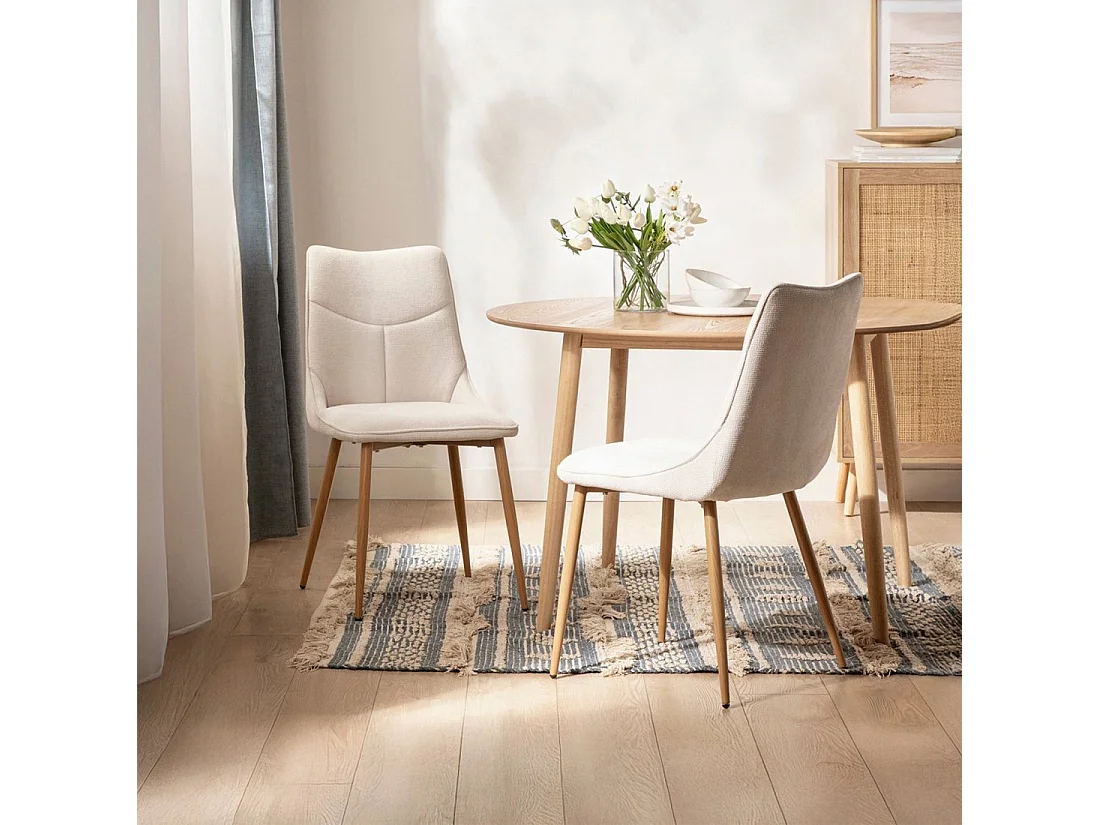 Chaise de salle à manger en tissu beige 46x85 cm-Selma