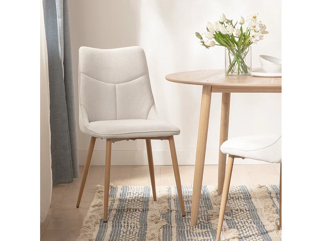 Chaise de salle à manger en tissu beige 46x85 cm-Selma