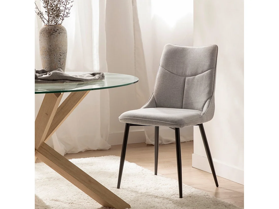 Chaise de salle à manger en tissu gris 46x85 cm-Selma