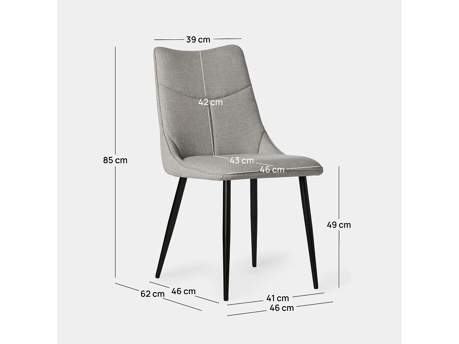 Packs 2 sillas Gris 46 x 85 cm
