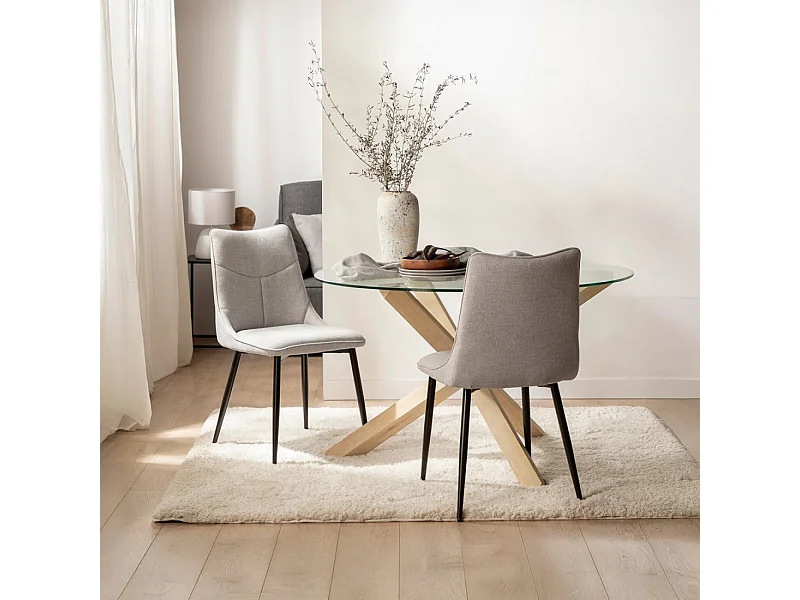 Chaise de salle à manger en tissu gris 46x85 cm-Selma