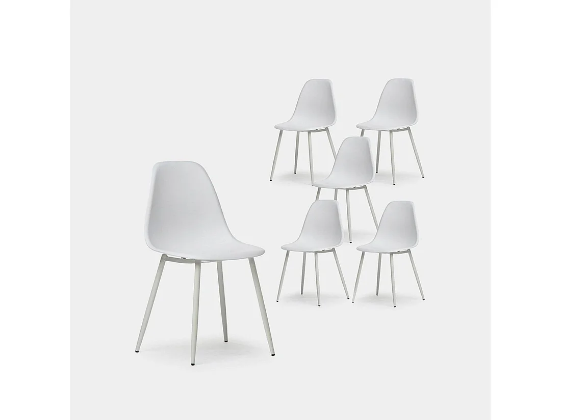 Chaise de salle à manger en plastique blanc 45x80 cm-Nina