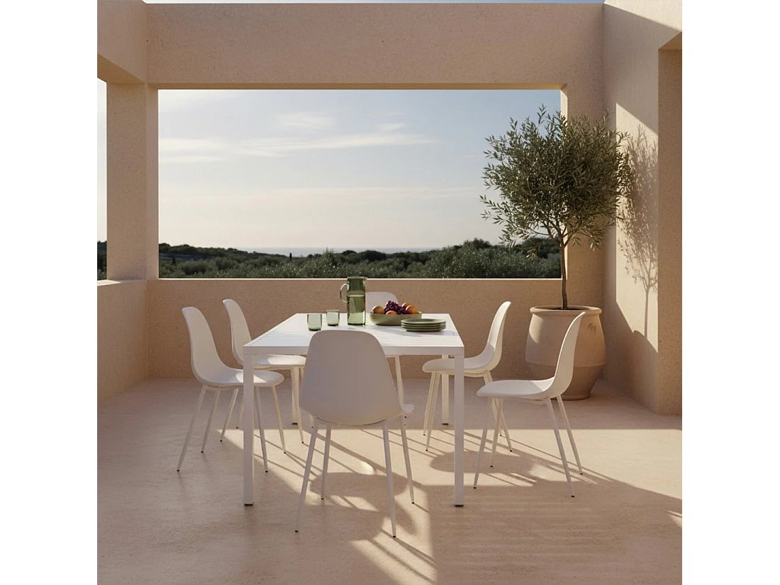 Chaise de salle à manger en plastique blanc 45x80 cm-Nina