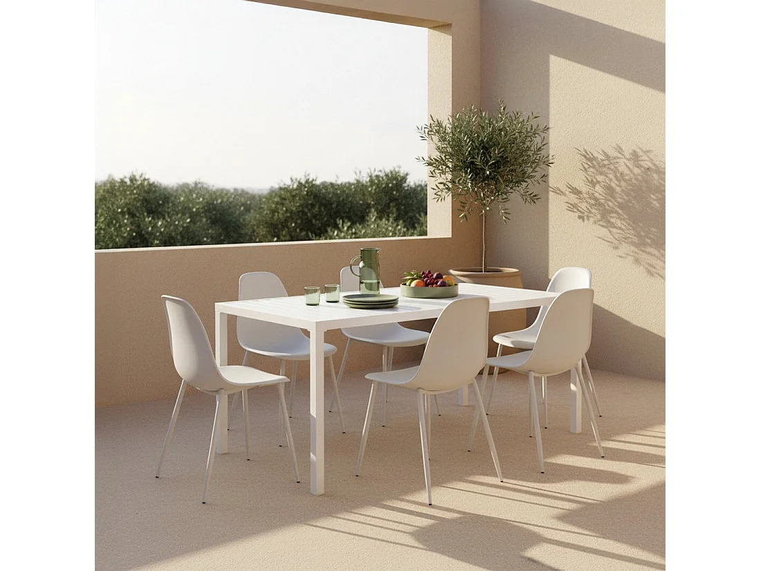 Chaise de salle à manger en plastique blanc 45x80 cm-Nina