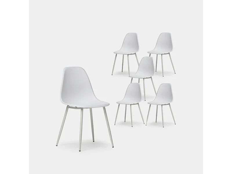 Chaise de salle à manger en plastique blanc 45x80 cm-Nina