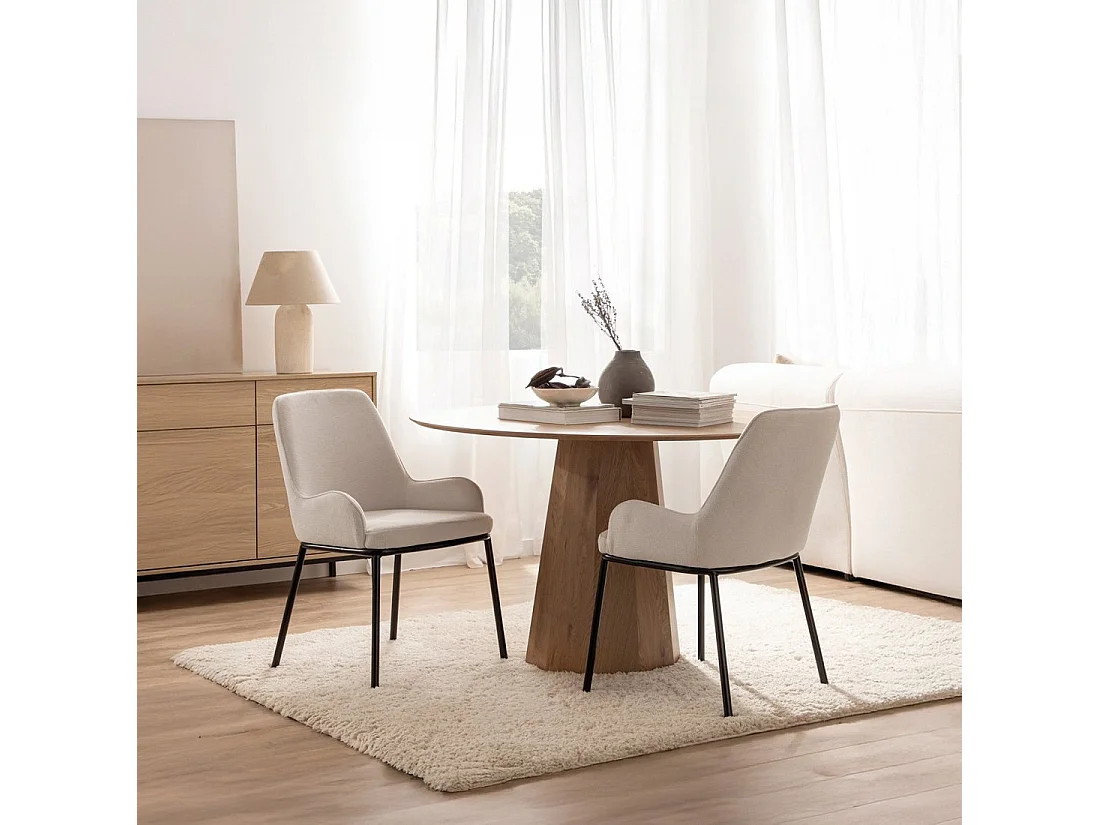 Chaise de salle à manger en tissu beige 55x84 cm-Dama