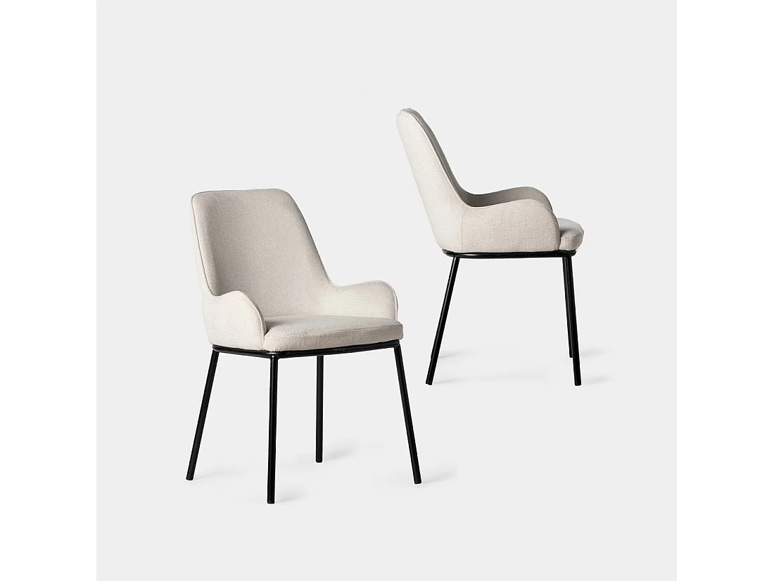 Chaise de salle à manger en tissu beige 55x84 cm-Dama