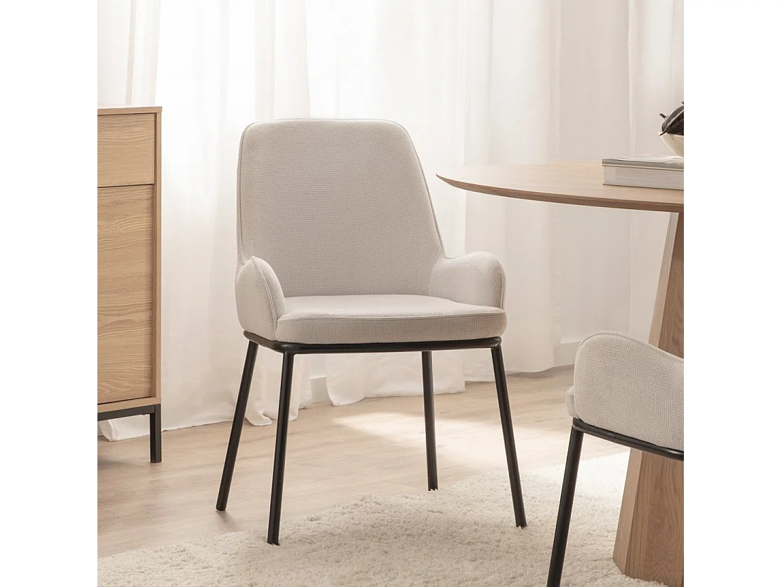 Chaise de salle à manger en tissu beige 55x84 cm-Dama