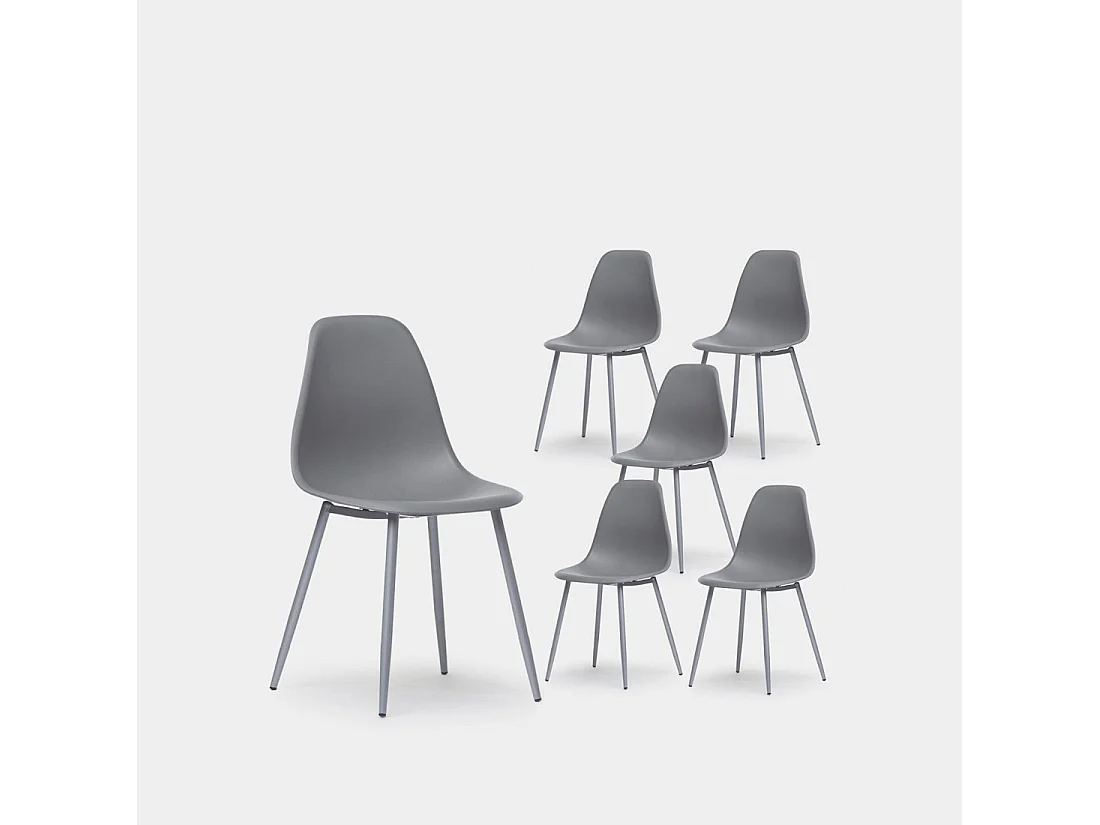 Chaise de salle à manger en plastique gris 45x80 cm-Nina