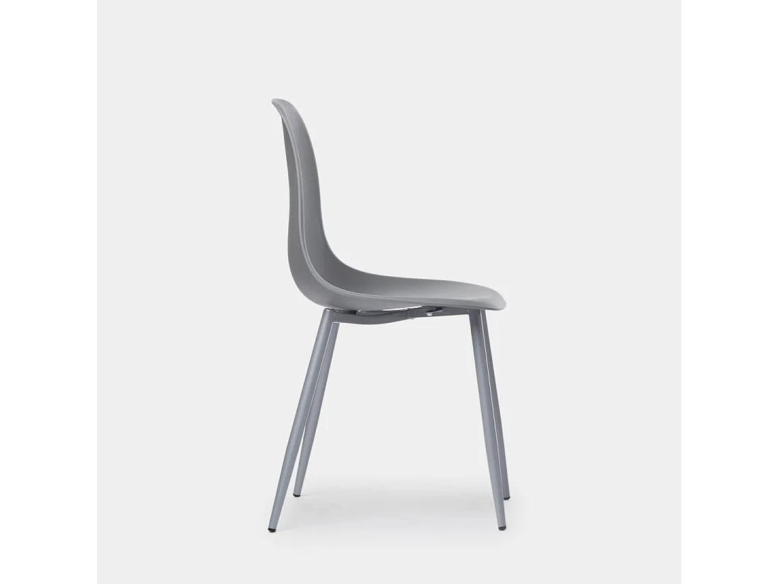 Chaise de salle à manger en plastique gris 45x80 cm-Nina