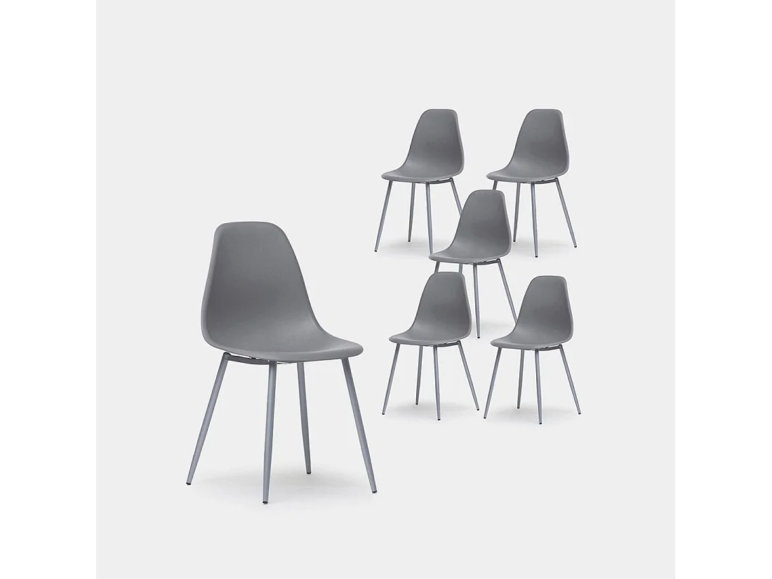 Chaise de salle à manger en plastique gris 45x80 cm-Nina