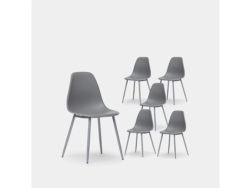 Chaise de salle à manger en plastique gris 45x80 cm-Nina