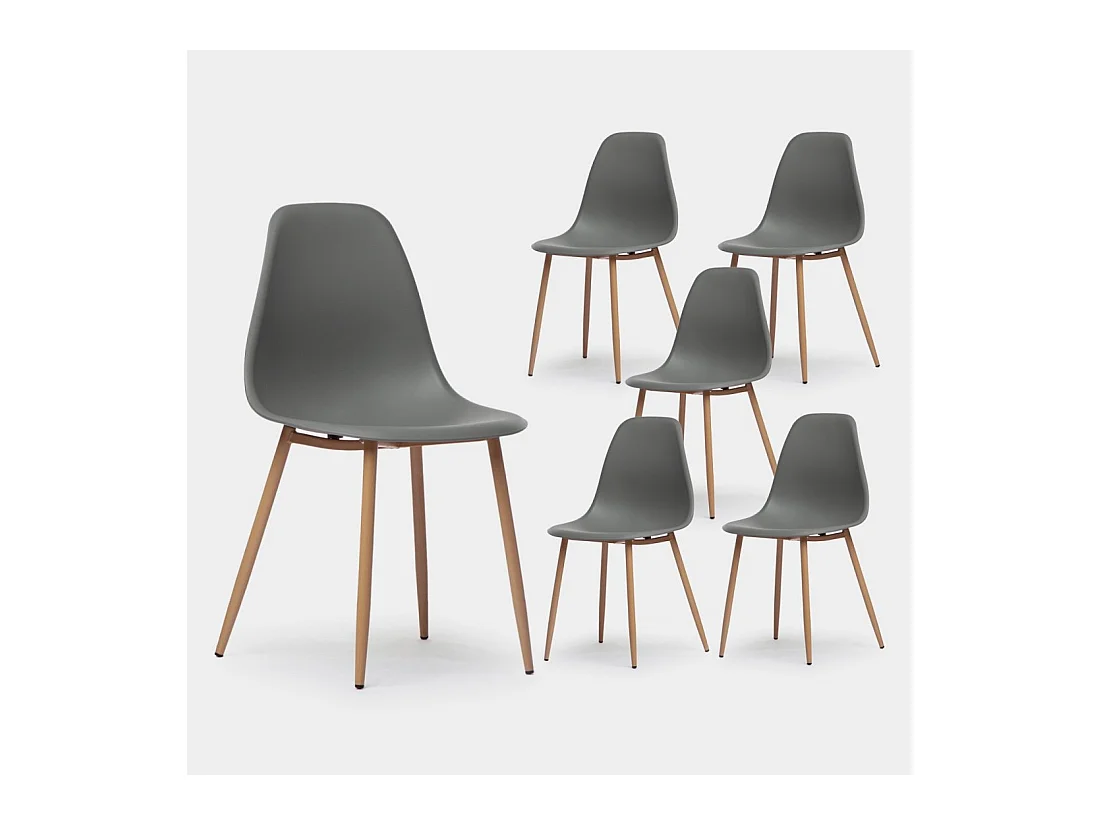 Chaise de salle à manger en plastique gris 45x80 cm-Nina
