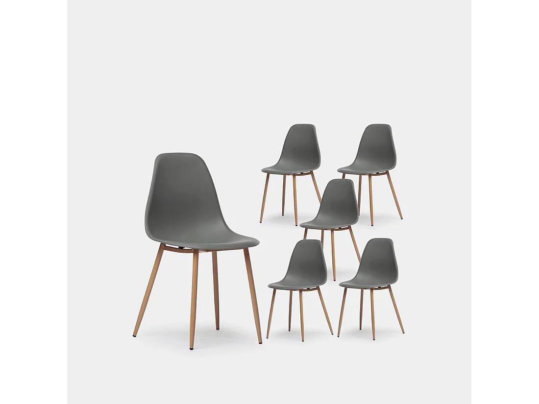 Chaise de salle à manger en plastique gris 45x80 cm-Nina