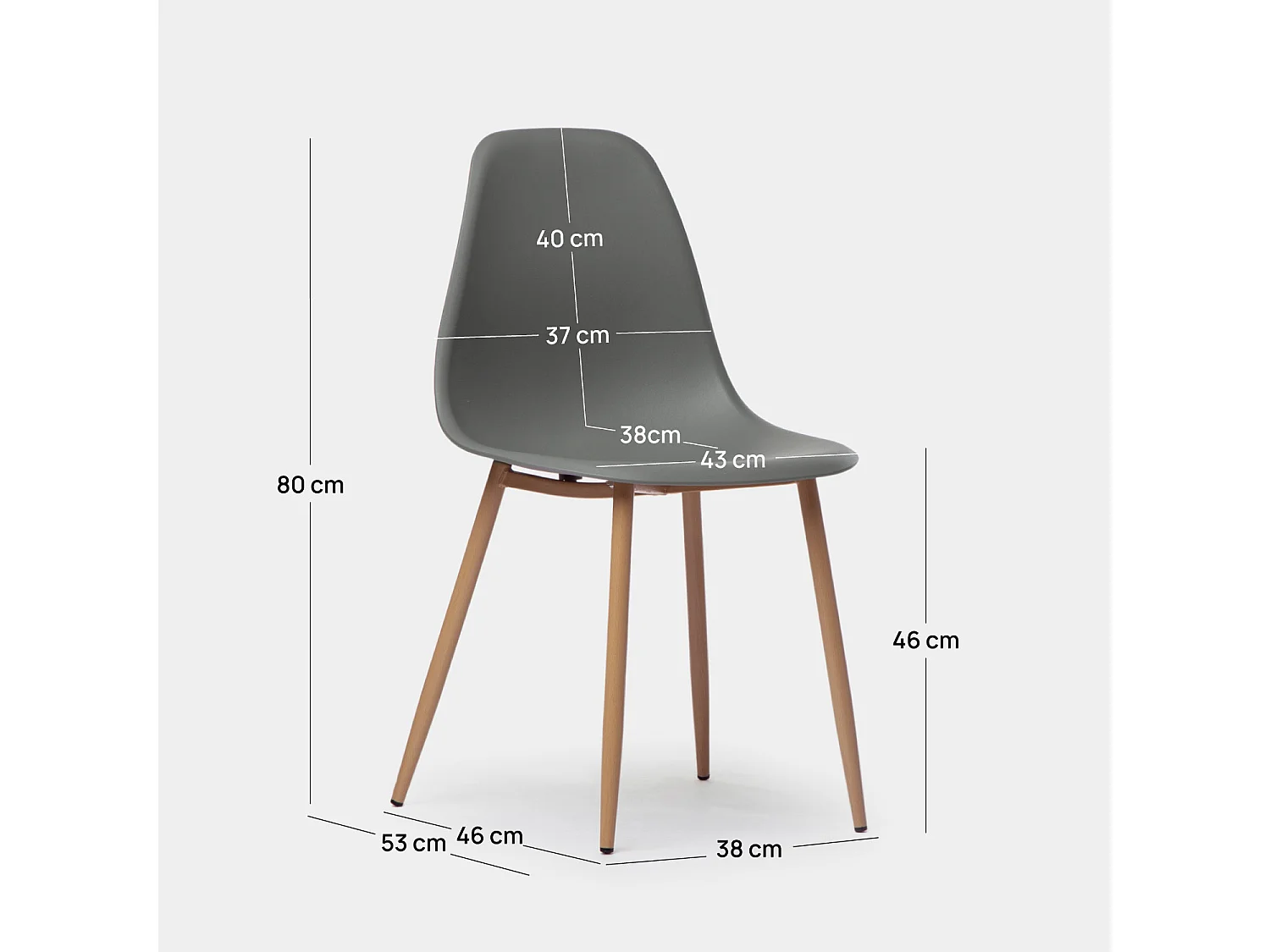 Chaise de jardin en plastique gris 45x80 cm-Nina