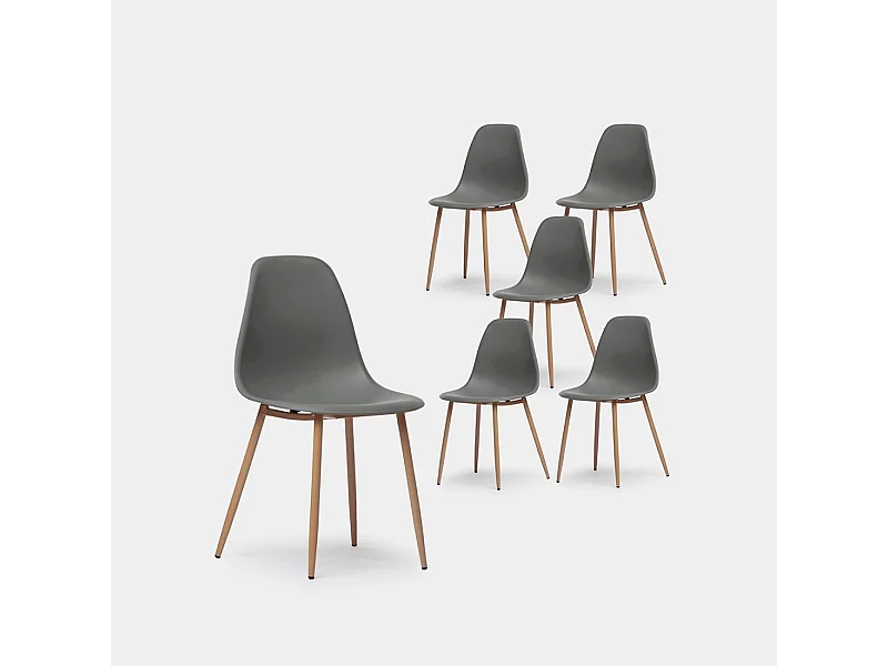 Chaise de salle à manger en plastique gris 45x80 cm-Nina