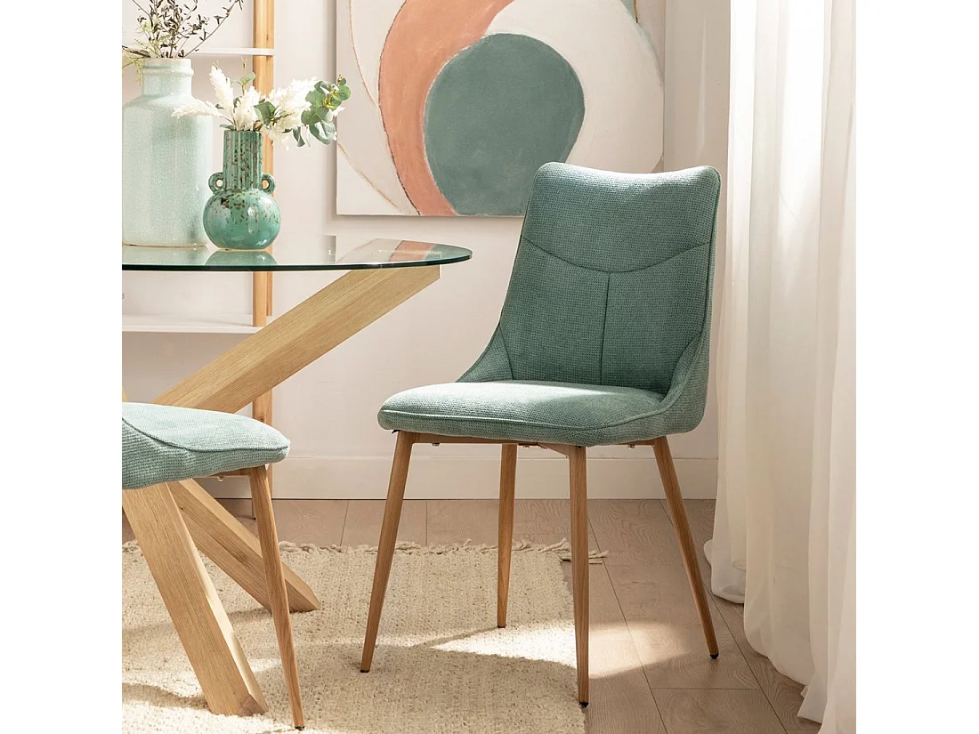 Chaise de salle à manger en tissu menthe 46x85 cm-Selma