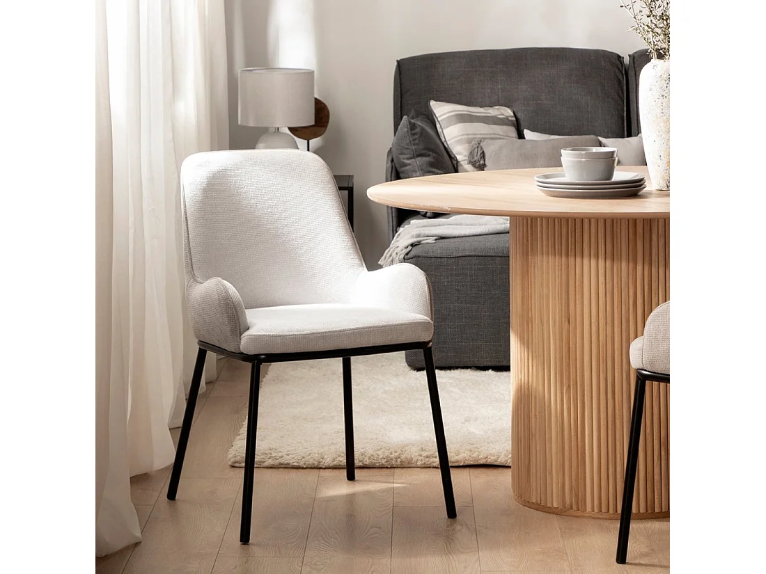 Chaise de salle à manger en tissu gris 55x84 cm-Dama