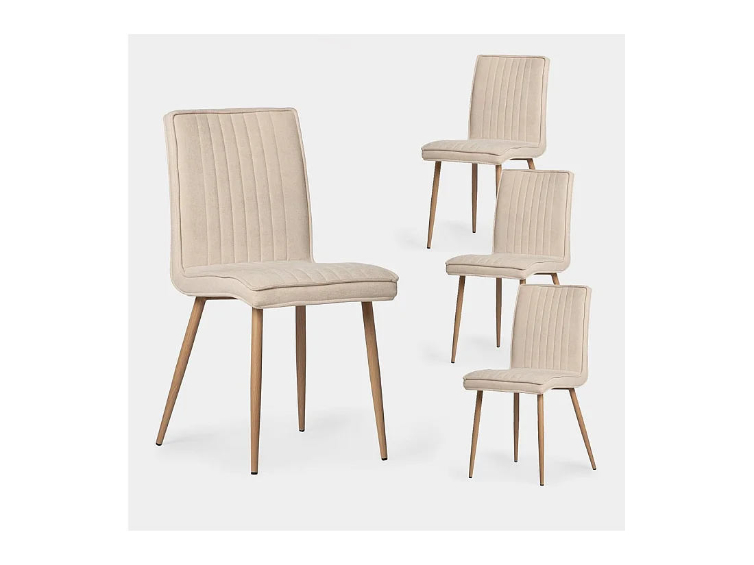 Chaise de salle à manger en tissu beige 44x86 cm-Mika