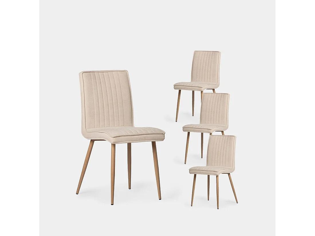 Chaise de salle à manger en tissu beige 44x86 cm-Mika