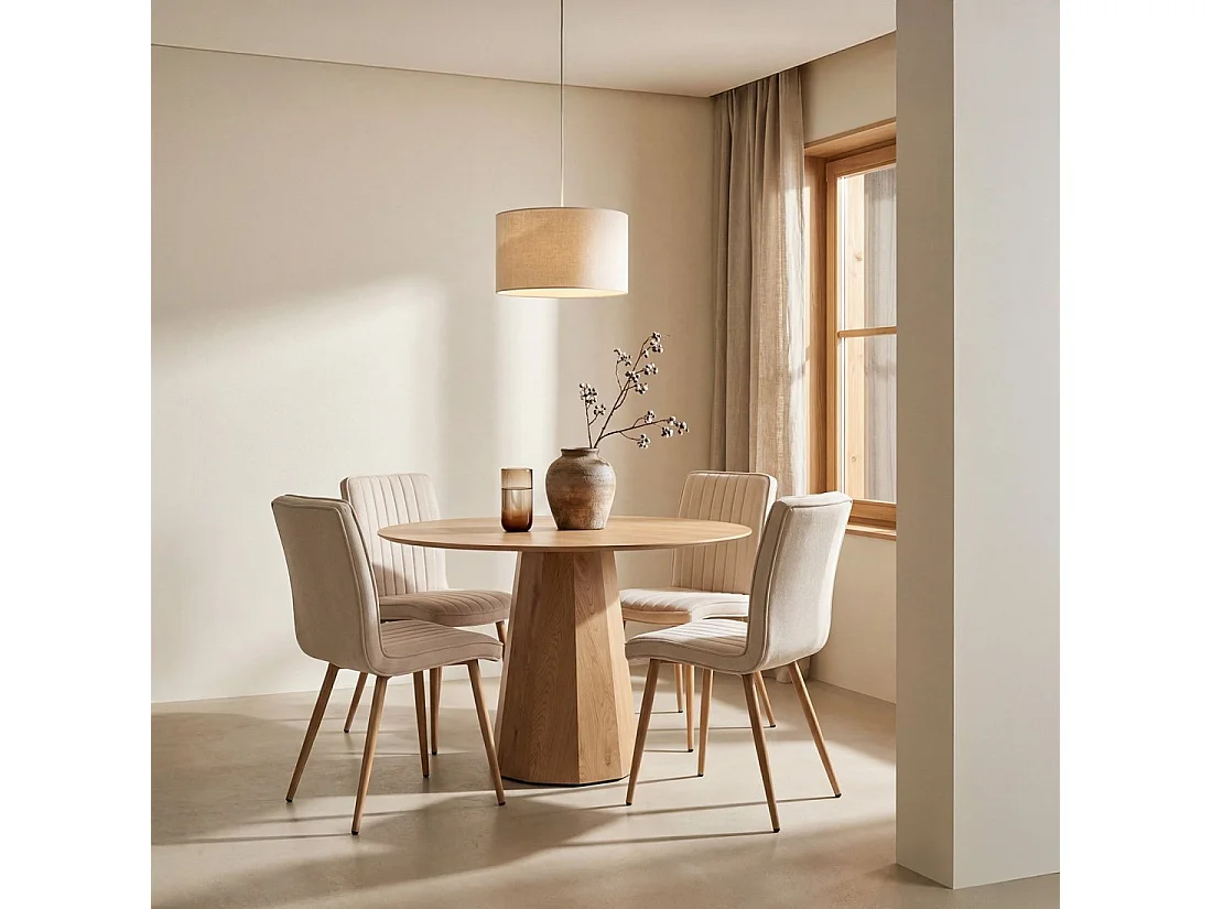 Chaise de salle à manger en tissu beige 44x86 cm-Mika