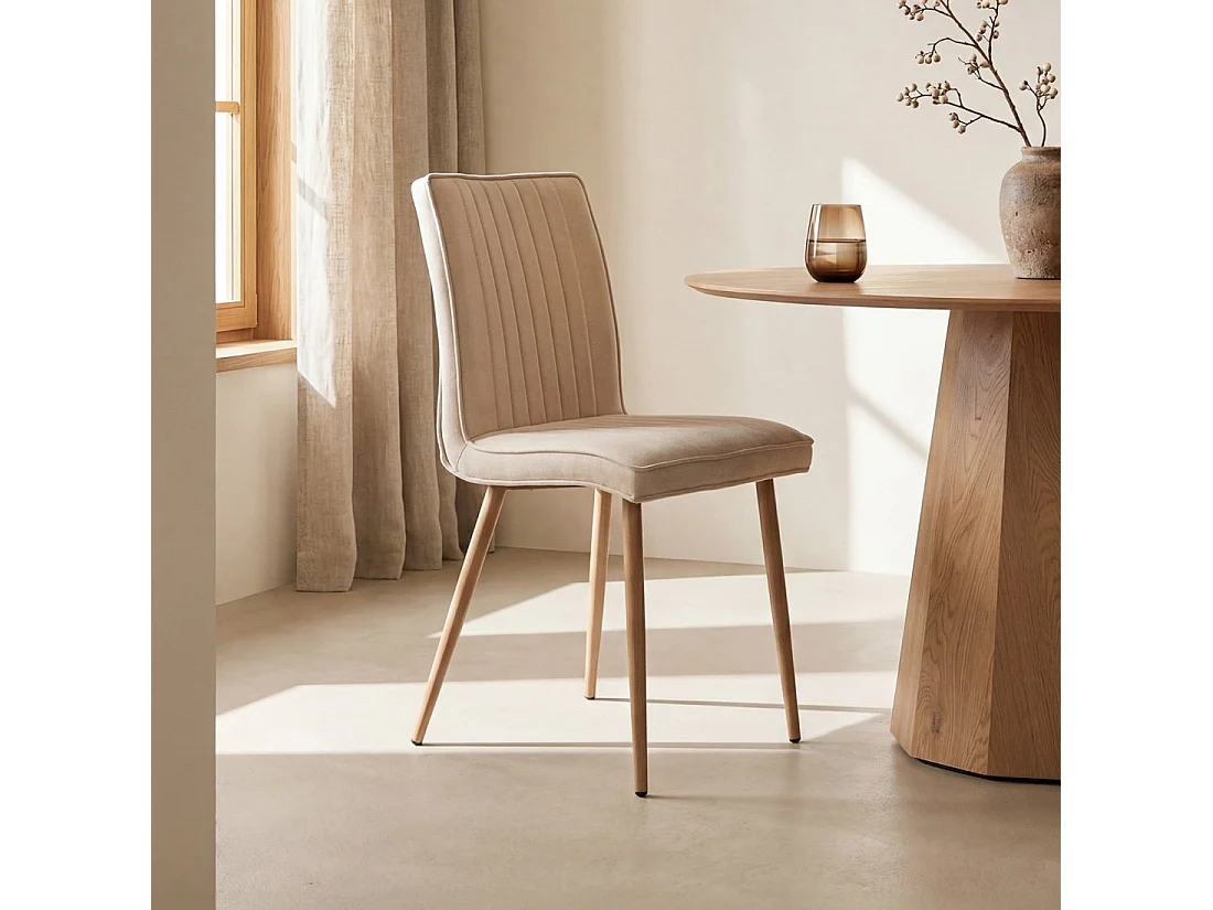 Chaise de salle à manger en tissu beige 44x86 cm-Mika