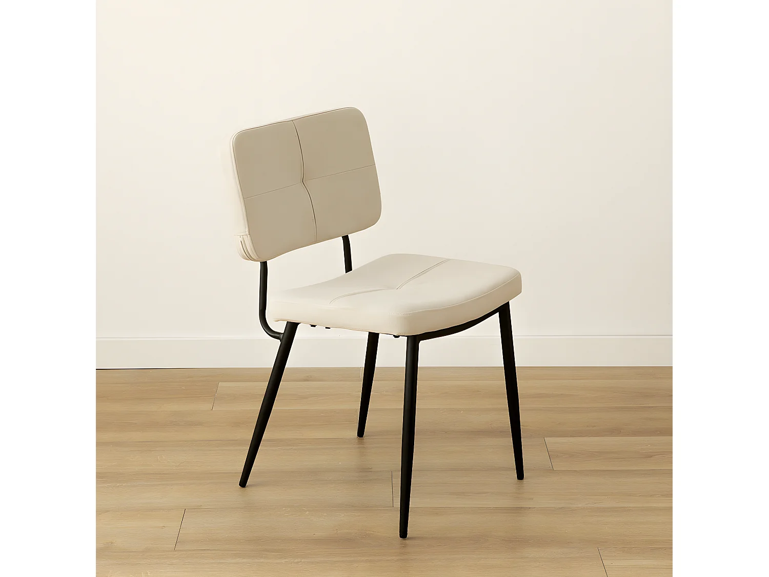 Chaise tapissé beige 79 cm x 47 cm-Alina