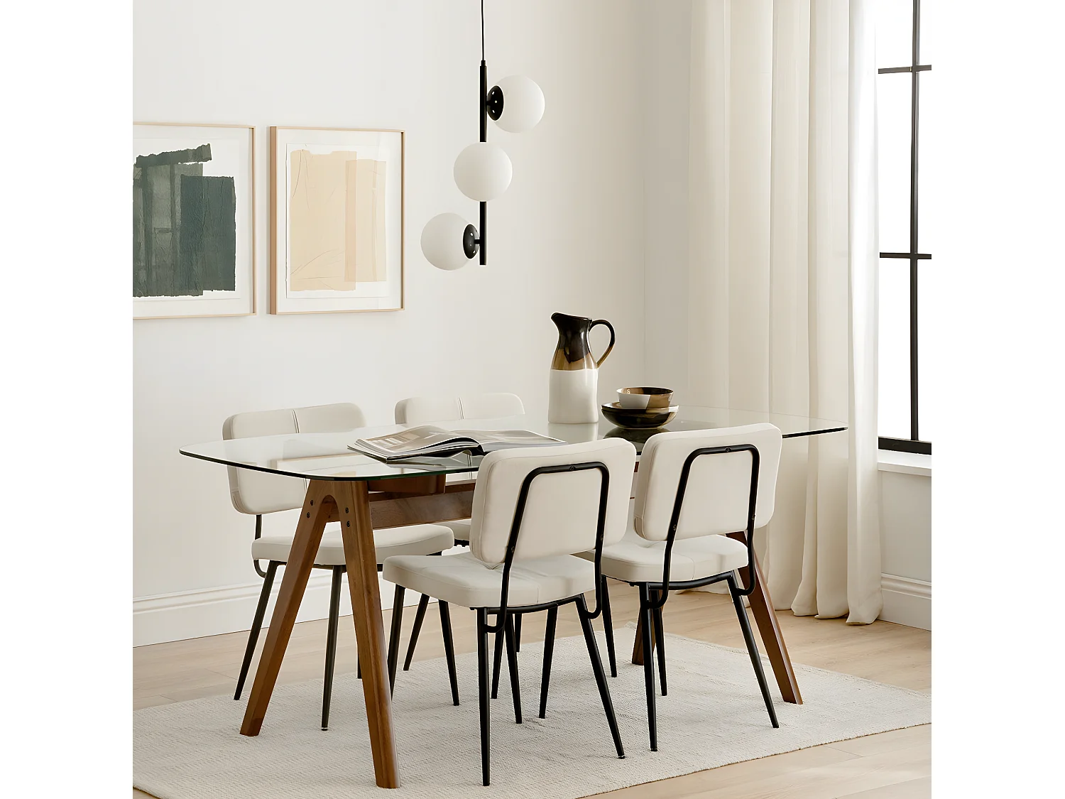 Chaise tapissé beige 79 cm x 47 cm-Alina