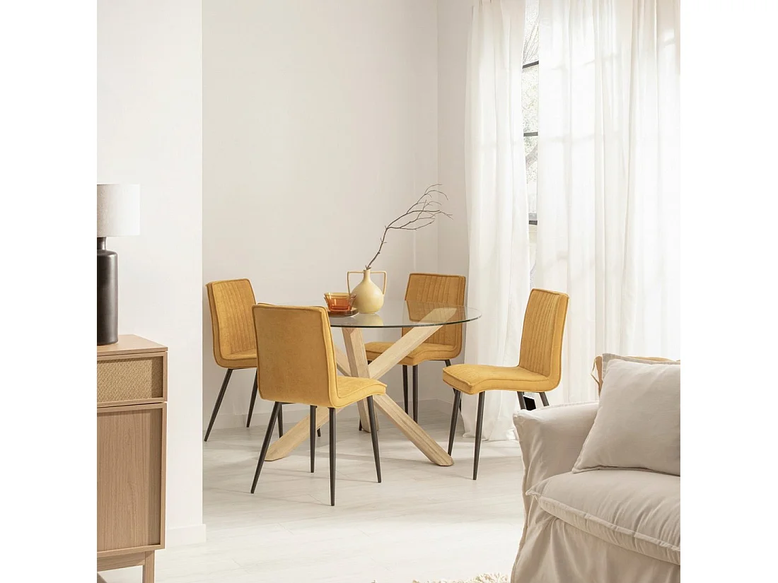 Chaise de salle à manger en tissu moutarde 44x86 cm-Mika