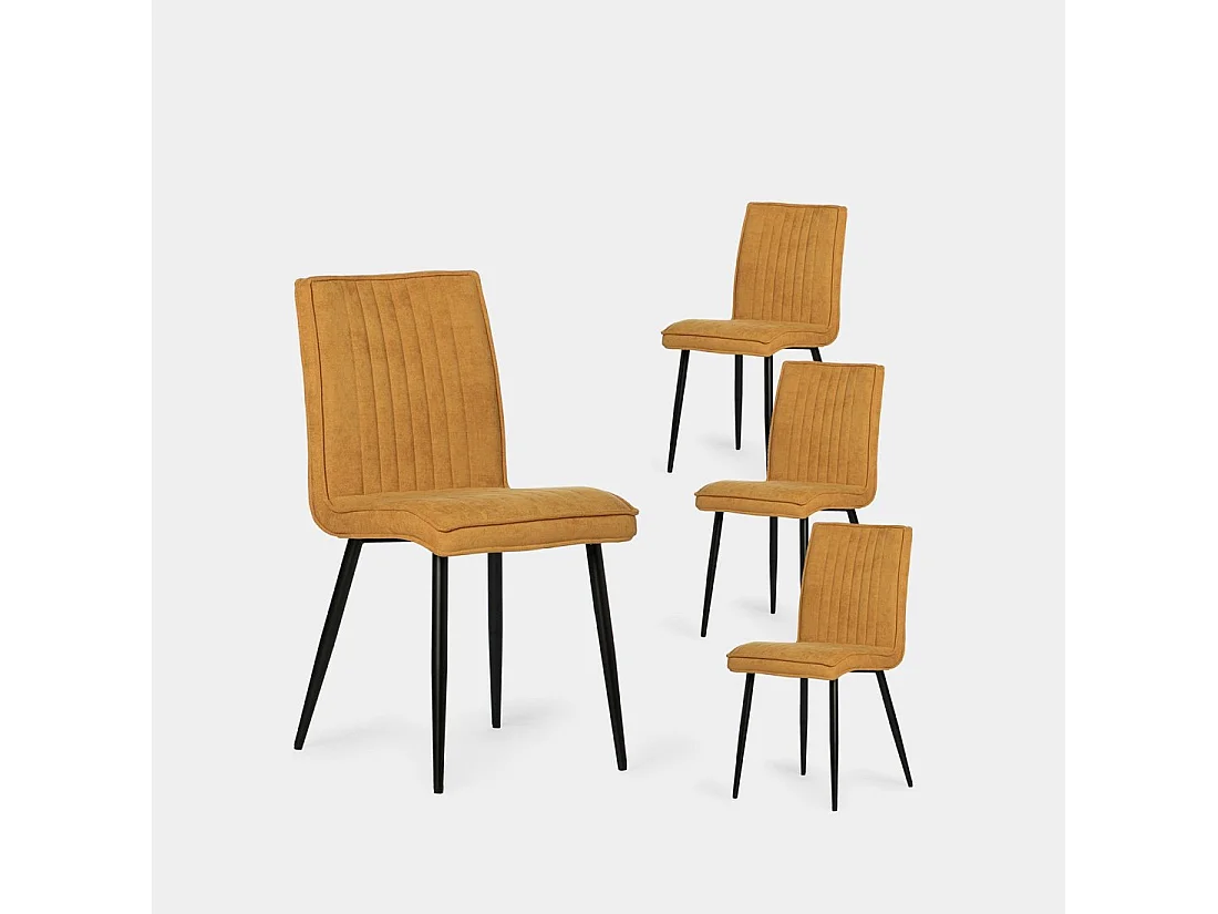 Chaise de salle à manger en tissu moutarde 44x86 cm-Mika