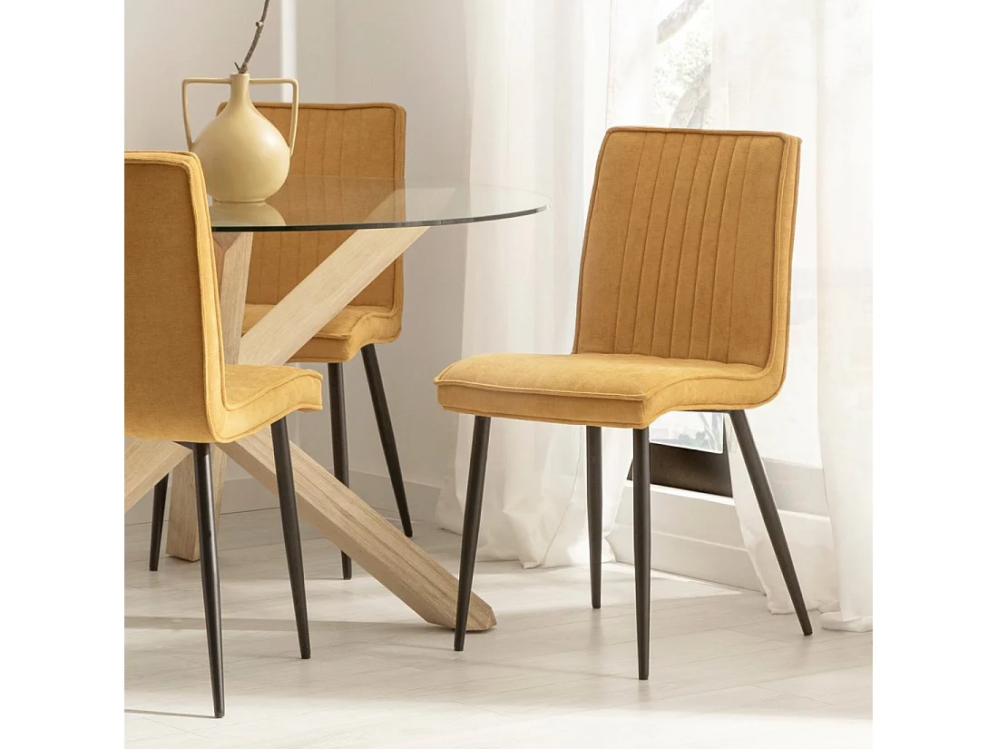 Chaise de salle à manger en tissu moutarde 44x86 cm-Mika