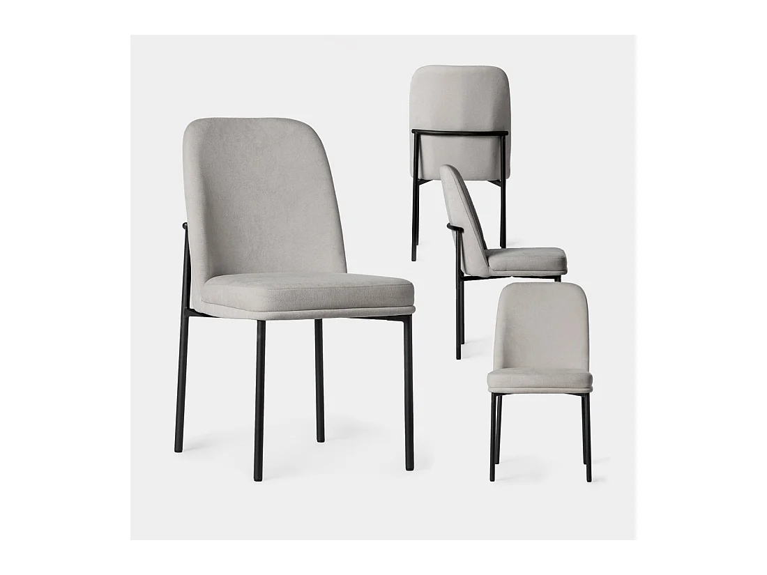 Chaise de salle à manger en tissu gris 46x87 cm-Leila