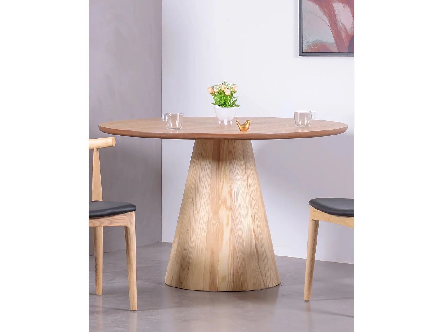 Eettafel met centrale voet in essenhout (120cm) - Nest - Natuurlijke as