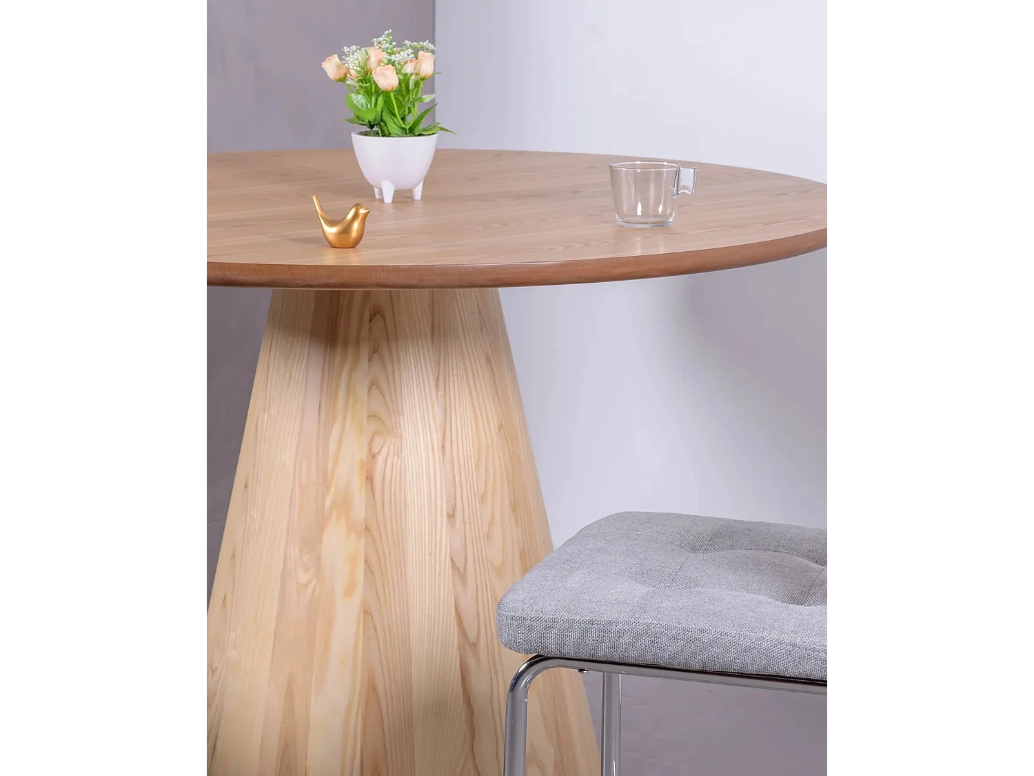 Table de salle à manger avec pied central en frêne (120cm) - Nest - Frêne naturel