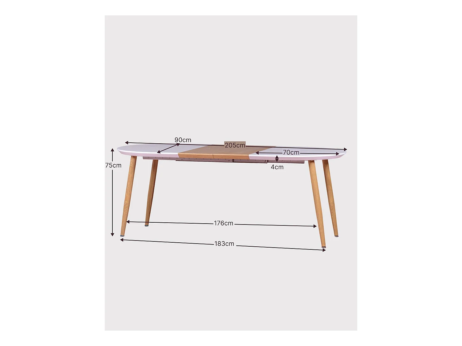 Table de salle à manger extensible de style scandinave (140-205cm) - Goteborg - Blanc