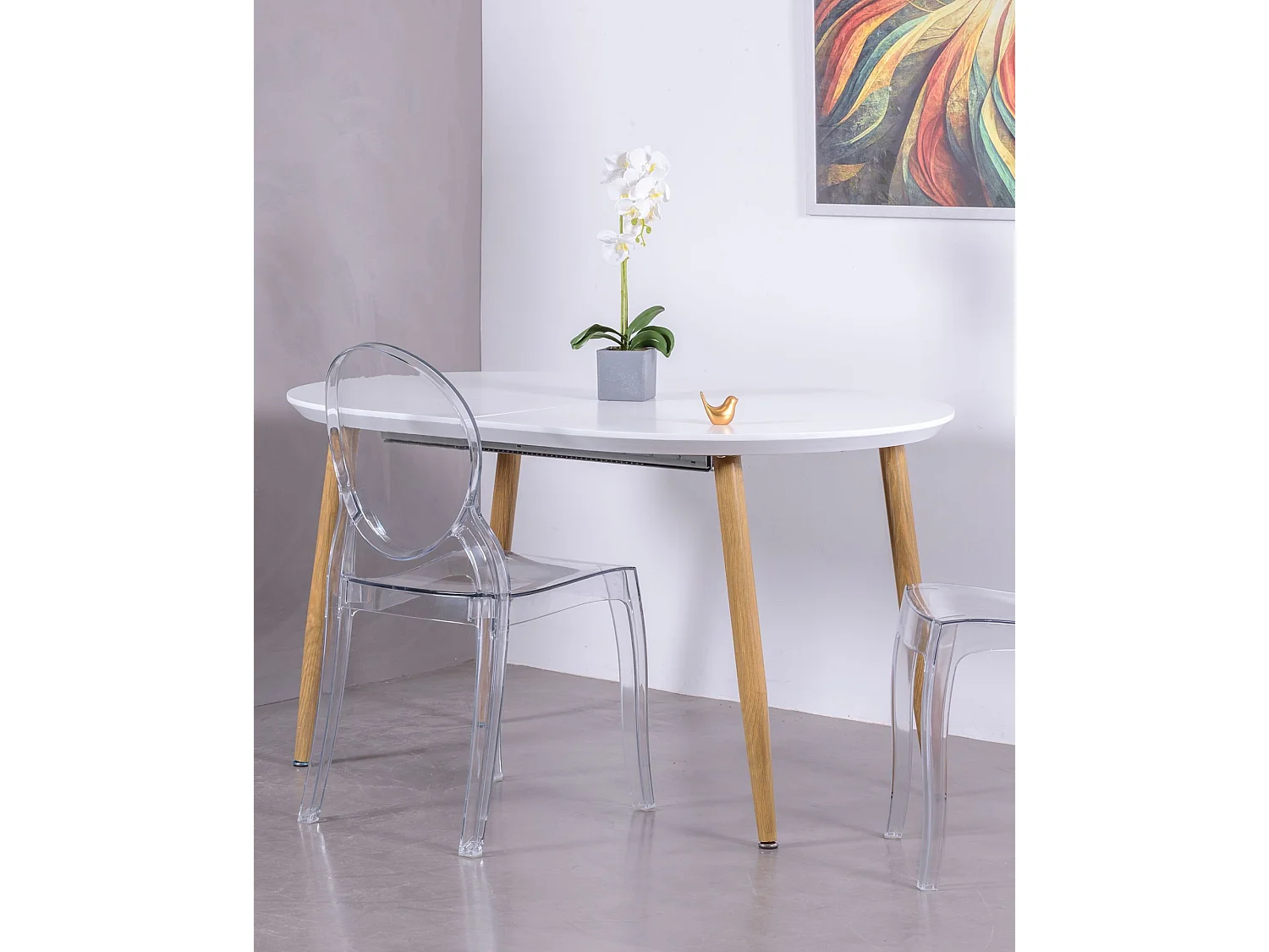 Scandinavische stijl uitschuifbare eettafel (140-205cm) - Goteborg - Wit