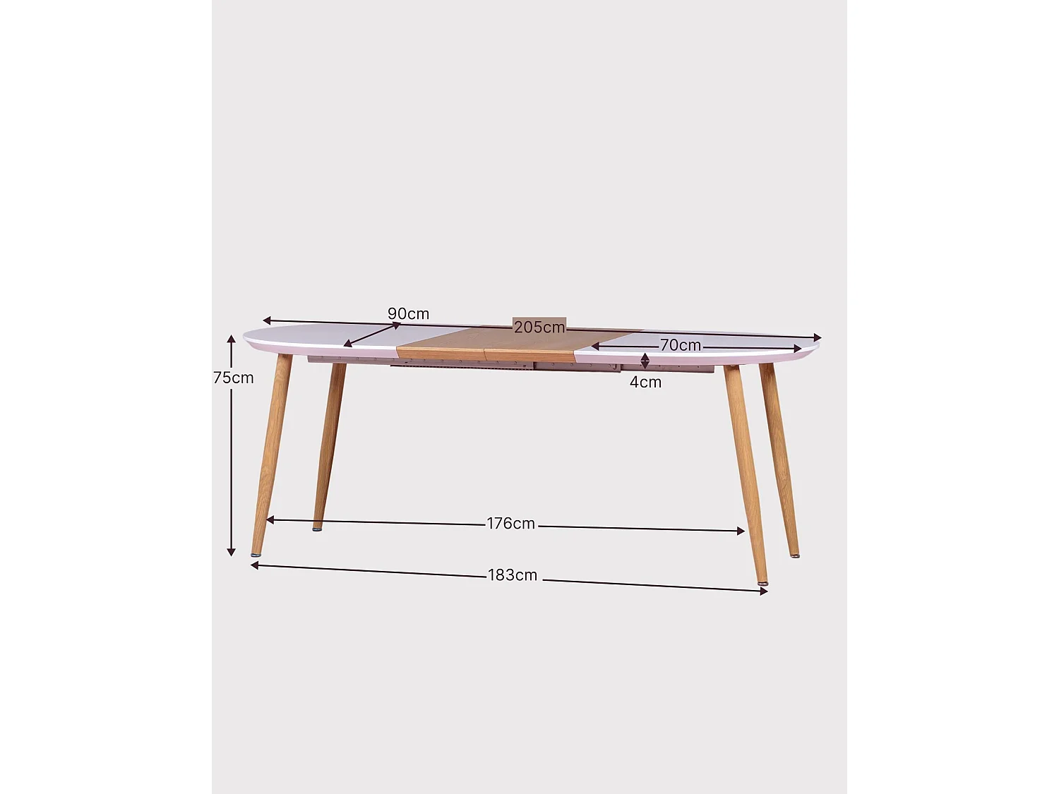 Scandinavische stijl uitschuifbare eettafel (140-205cm) - Goteborg - Wit