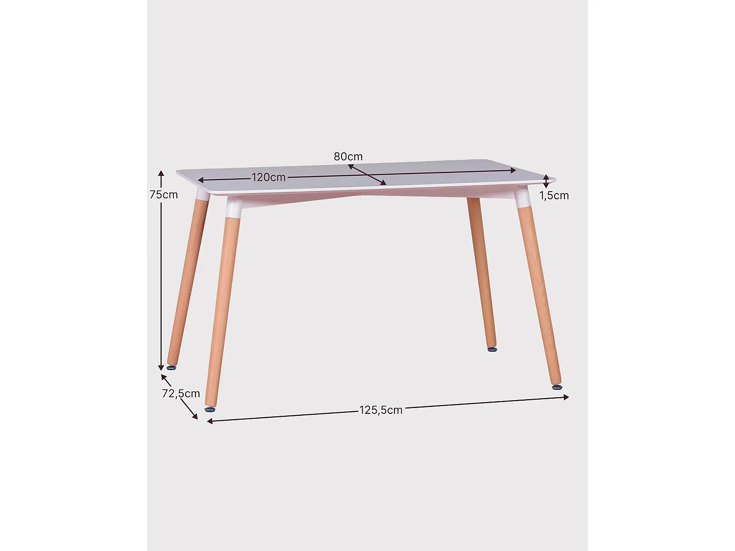 Mesa de jantar retangular (120x80) - Fox - Branco