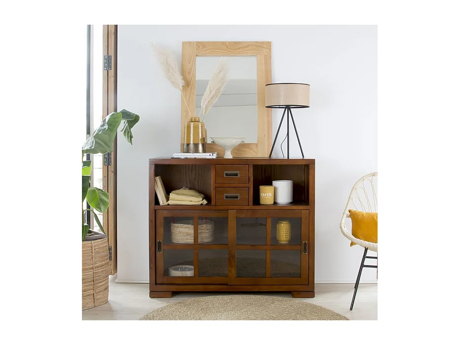 Buffet en bois massif marron 110x94