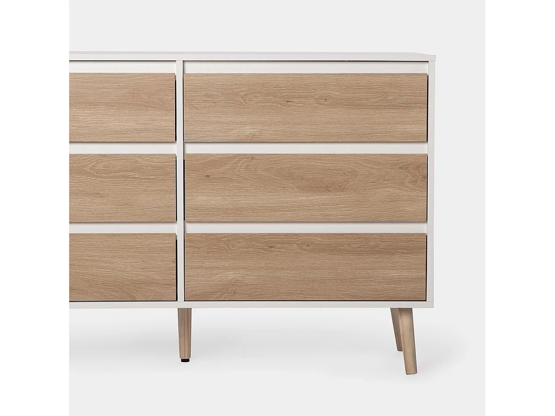 Commode double en laqué blanco-natural 120x76 cm-Kemi